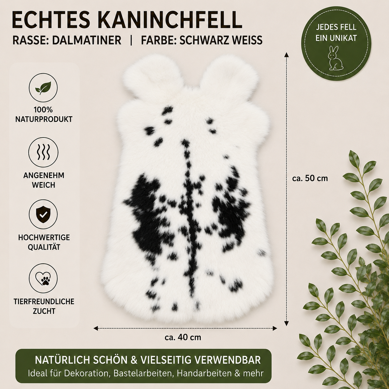 Große Kaninchen Echte Rasse Kaninchenfelle | Alaska • Holländer • Burgunder | ca. 50x40 cm