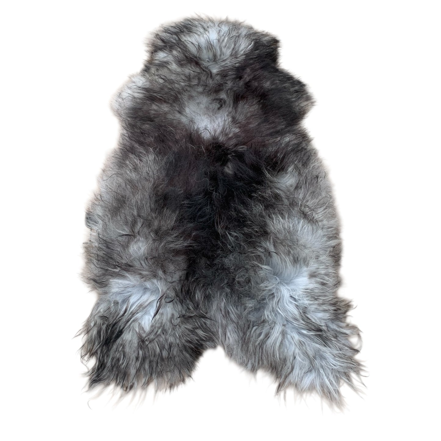 TOP Schaffell | 140cm | Echtes Lammfell |Teppich Deko | Grau Schwarz-Geflammt | Sitzauflage