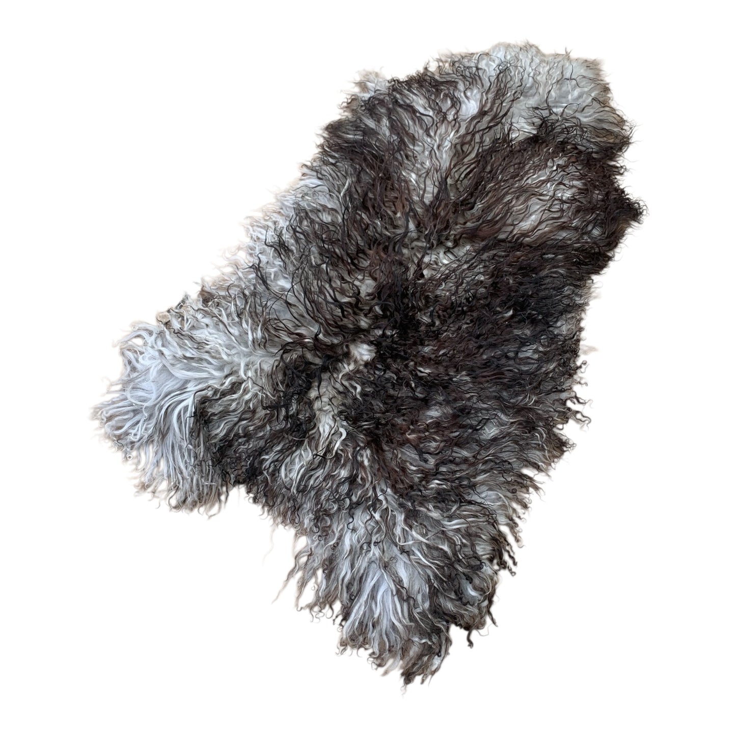 TOP Schaffell | 140cm | Echtes Lammfell |Teppich Deko | Grau Schwarz-Geflammt | Sitzauflage