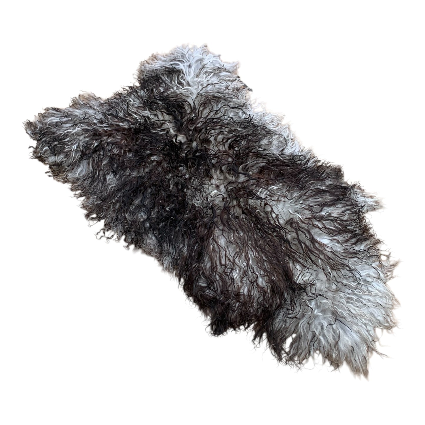 TOP Schaffell | 140cm | Echtes Lammfell |Teppich Deko | Grau Schwarz-Geflammt | Sitzauflage