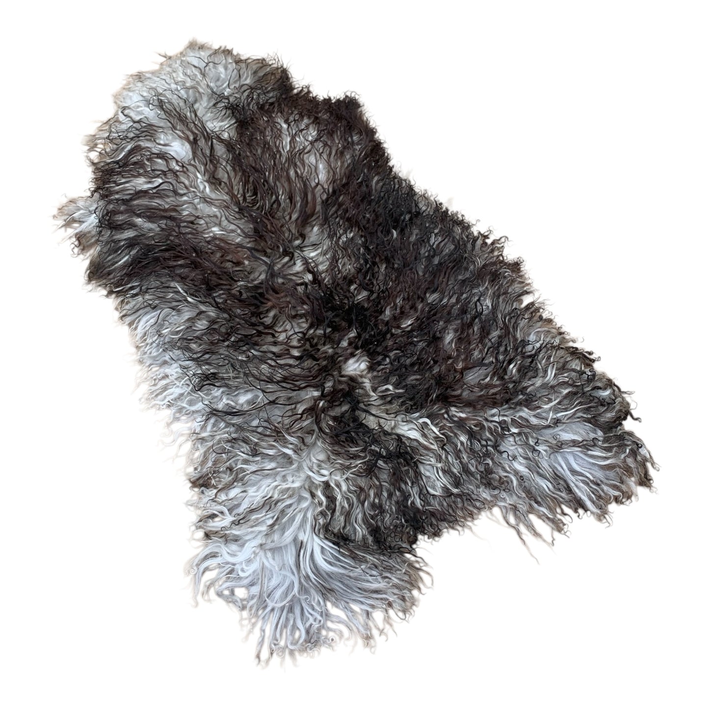 TOP Schaffell | 140cm | Echtes Lammfell |Teppich Deko | Grau Schwarz-Geflammt | Sitzauflage