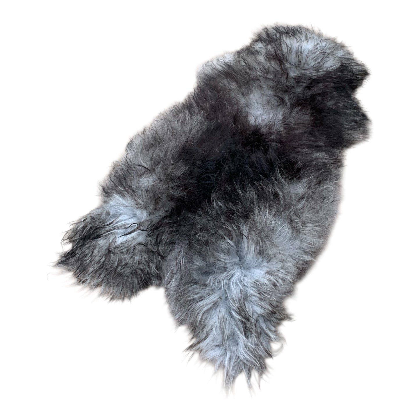 TOP Schaffell | 140cm | Echtes Lammfell |Teppich Deko | Grau Schwarz-Geflammt | Sitzauflage