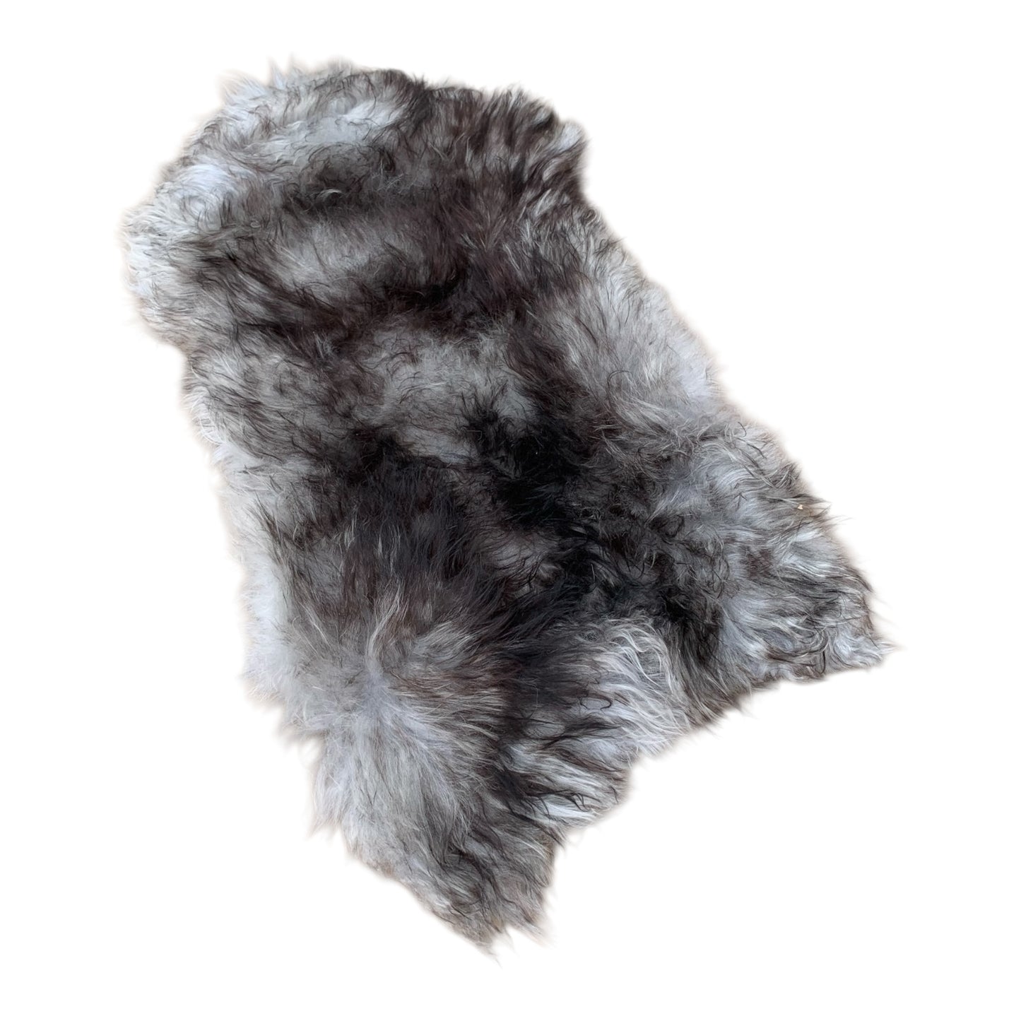 TOP Schaffell | 140cm | Echtes Lammfell |Teppich Deko | Grau Schwarz-Geflammt | Sitzauflage