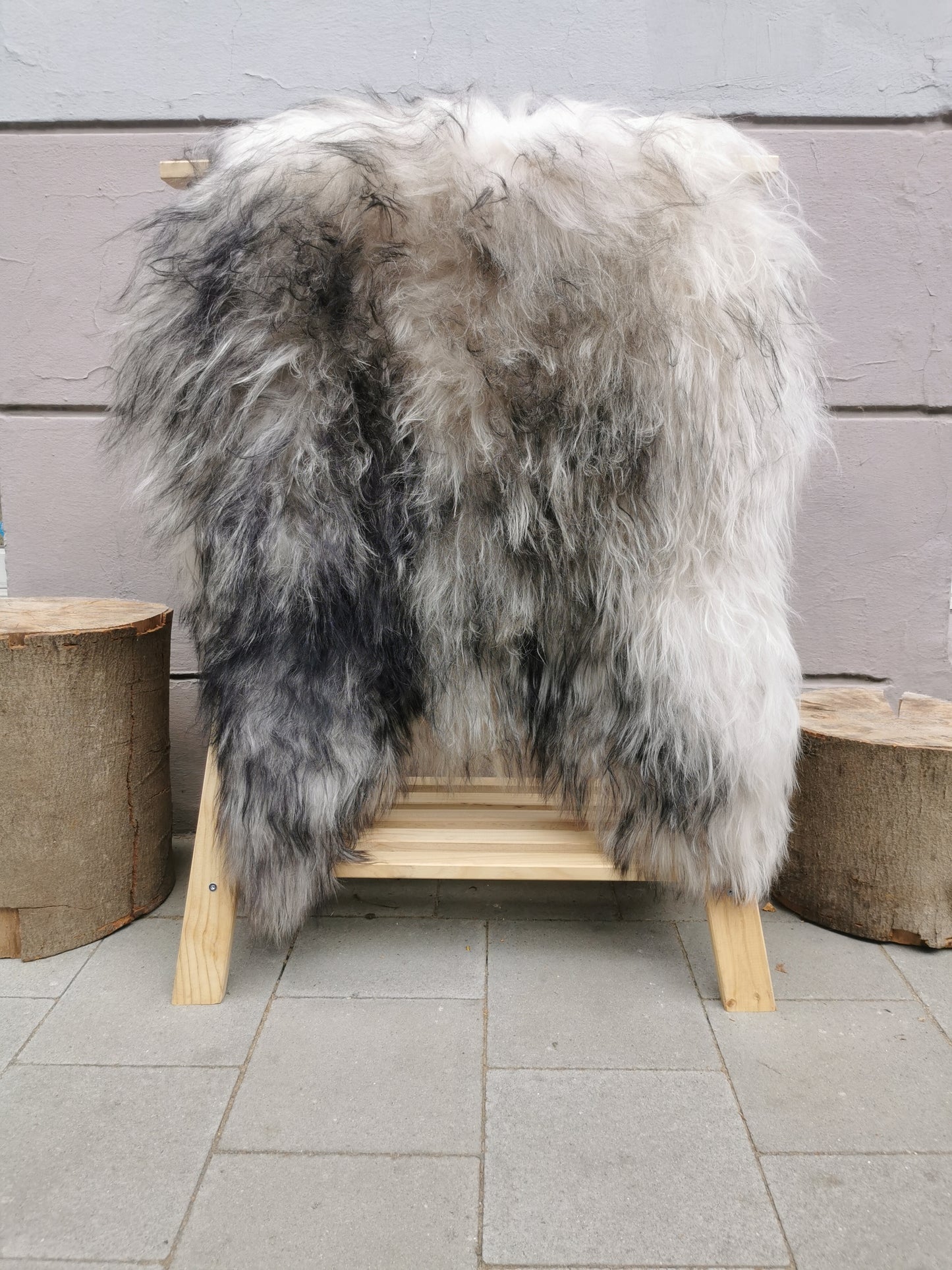 Seltene Island Schaffelle Grau geflammt