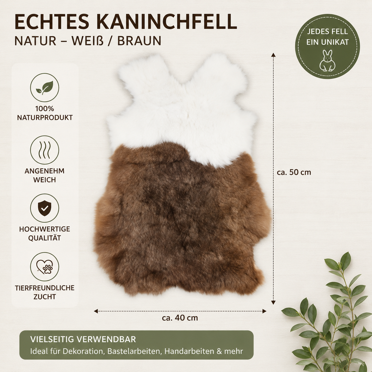 Große Kaninchen Echte Rasse Kaninchenfelle | Alaska • Holländer • Burgunder | ca. 50x40 cm