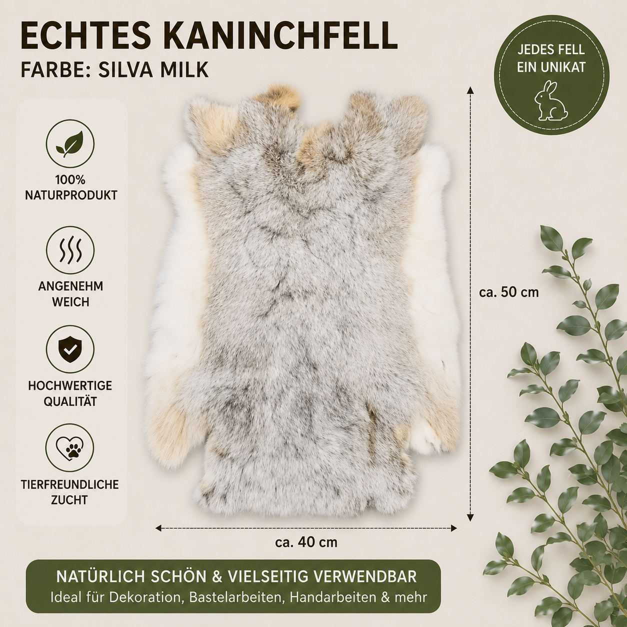 Große Kaninchen Echte Rasse Kaninchenfelle | Alaska • Holländer • Burgunder | ca. 50x40 cm