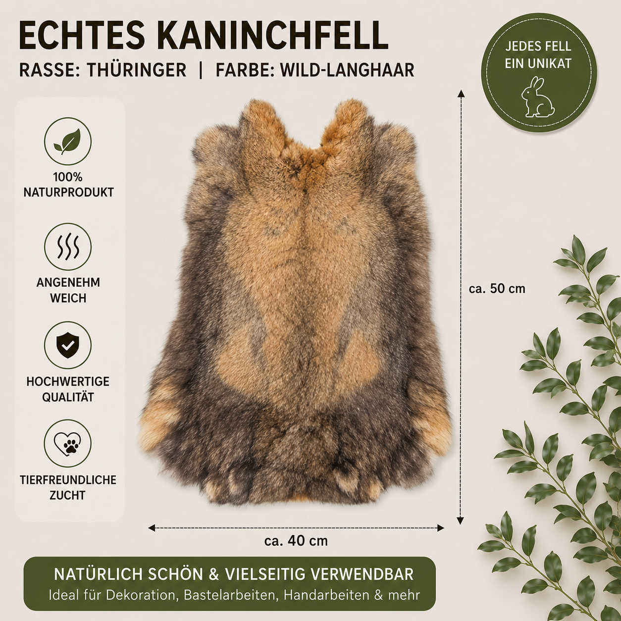Große Kaninchen Echte Rasse Kaninchenfelle | Alaska • Holländer • Burgunder | ca. 50x40 cm