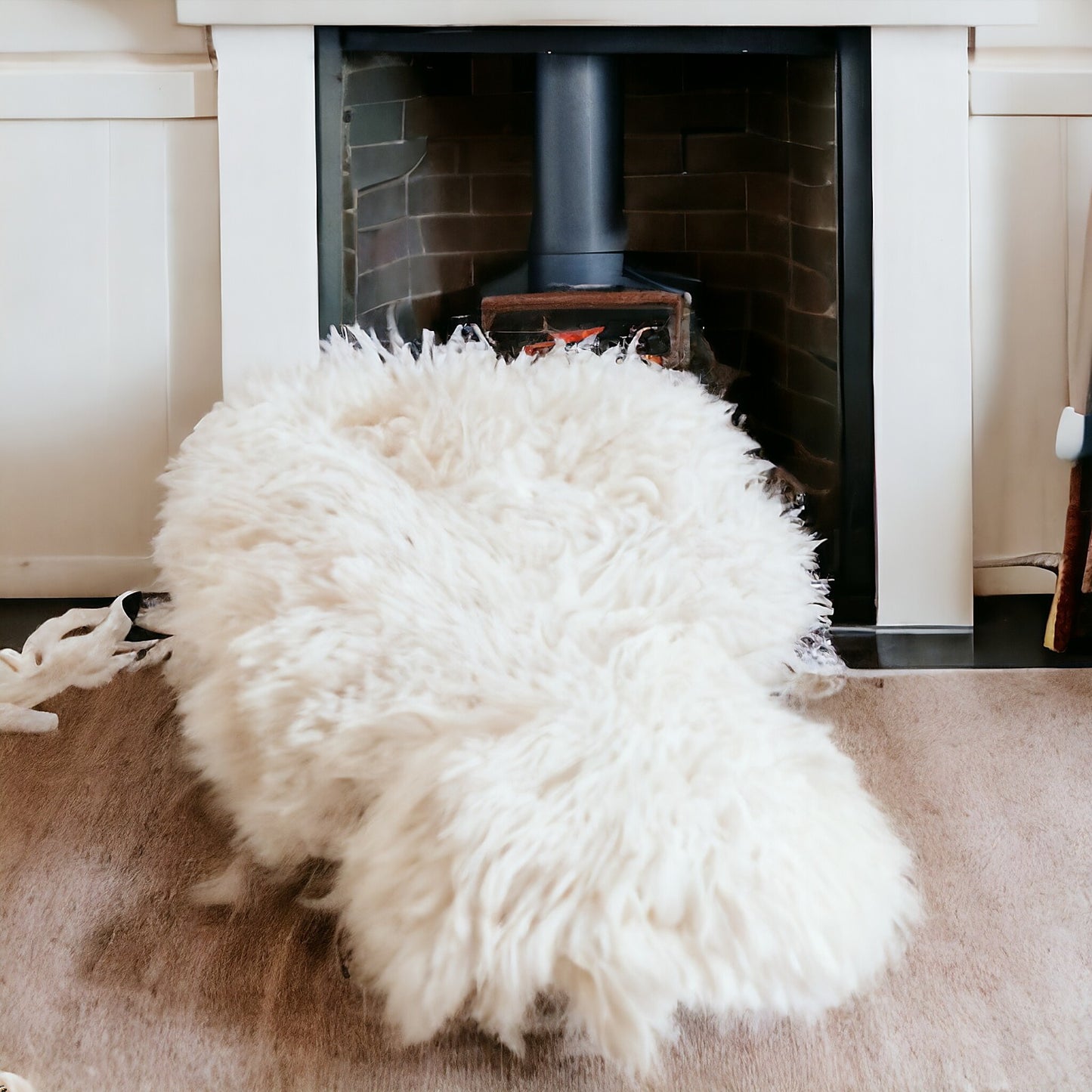 140cm - 155cm White Giant Sheepskin, XXXL Fur Rug, First Choice, Ecological
