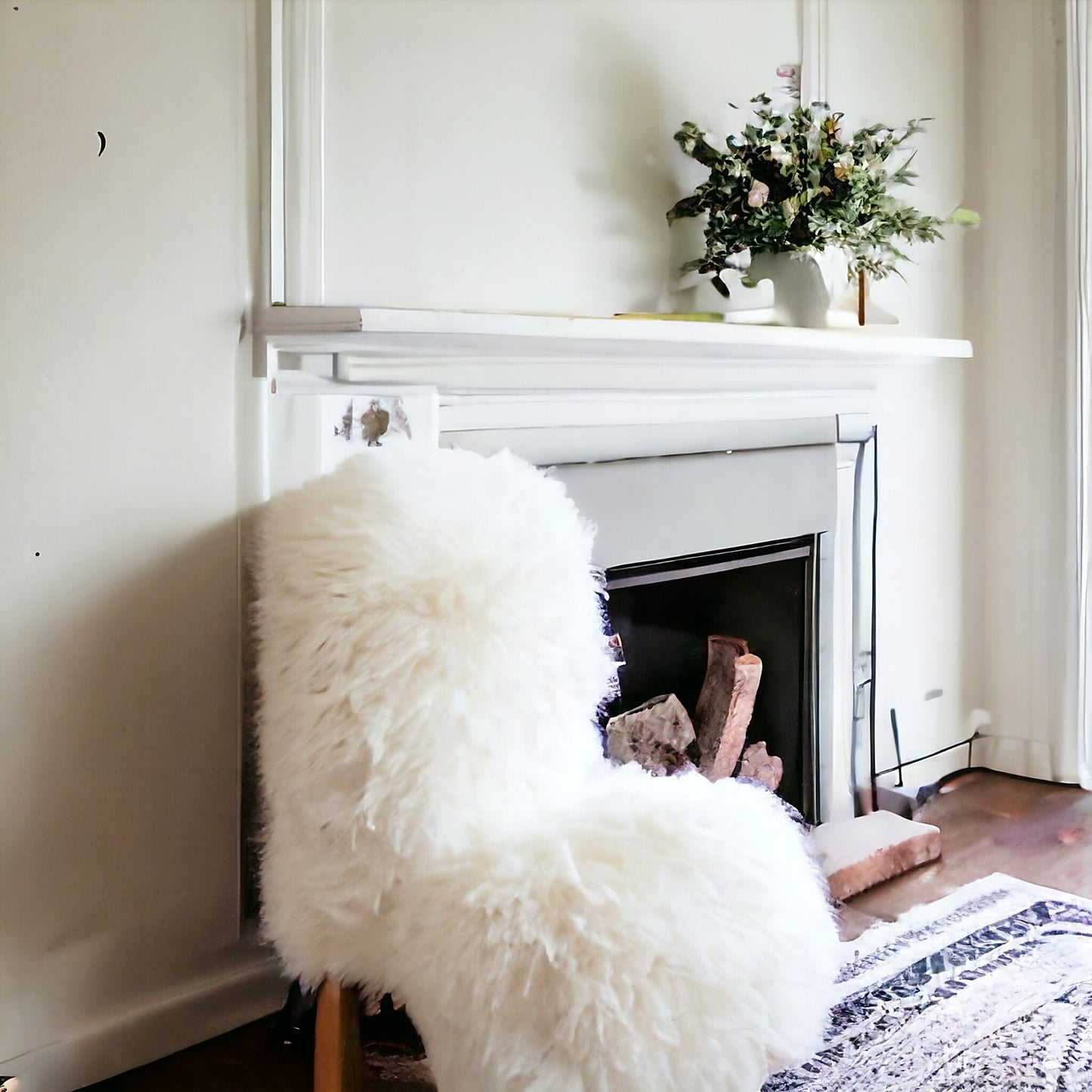 140cm Large Sheepskin, Lambskin, Real Fur, Natural White, Ewe Sheep, Organic Rug