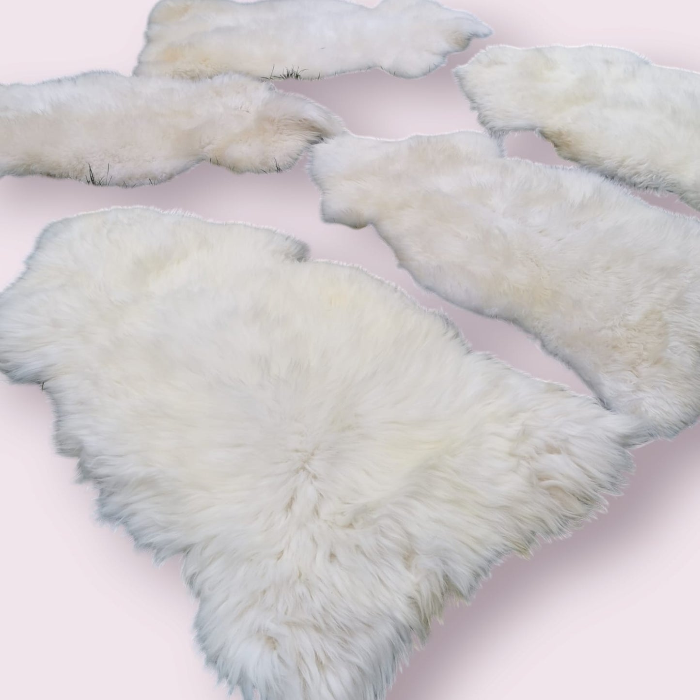 100-110cm Große Schaffelle, Bio Lammfell, Echt Fell, Natur-Weiß, Neu Schafsfell
