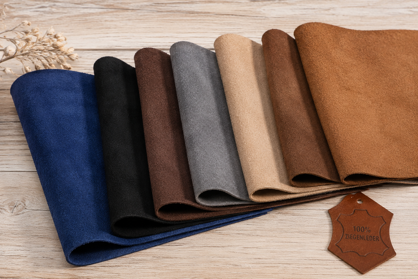 Ziegen Veloursleder / Wildleder – Extra weich & reißfest | 0,7 mm | Viele Farben