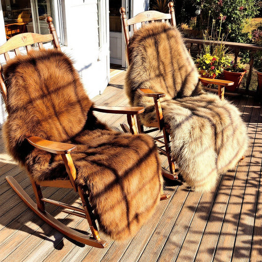 Natur-Braune Schaffelle | Dichte Wolle | Bis 130cm | Cappuccino & Braun | Sitz-Auflage | Echte Lammfelle
