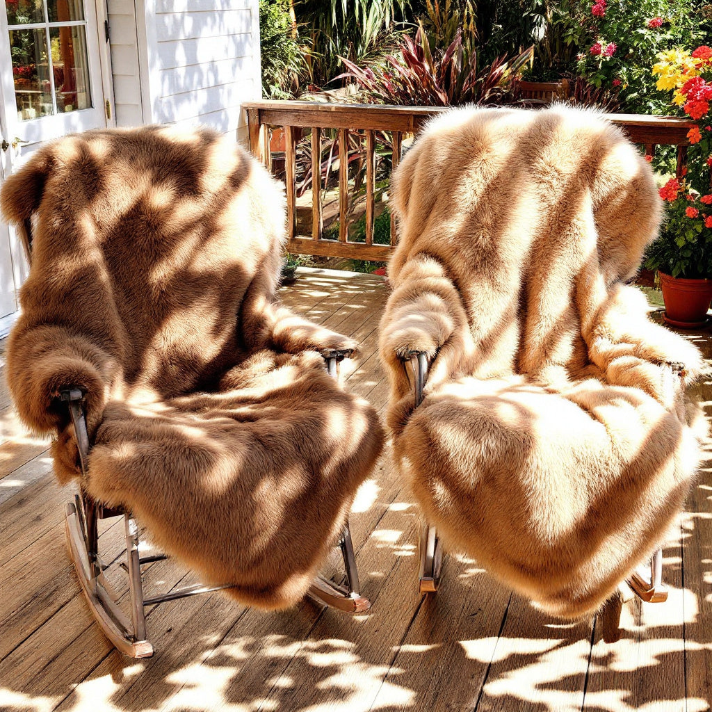 Natur-Braune Schaffelle | Dichte Wolle | Bis 130cm | Cappuccino & Braun | Sitz-Auflage | Echte Lammfelle
