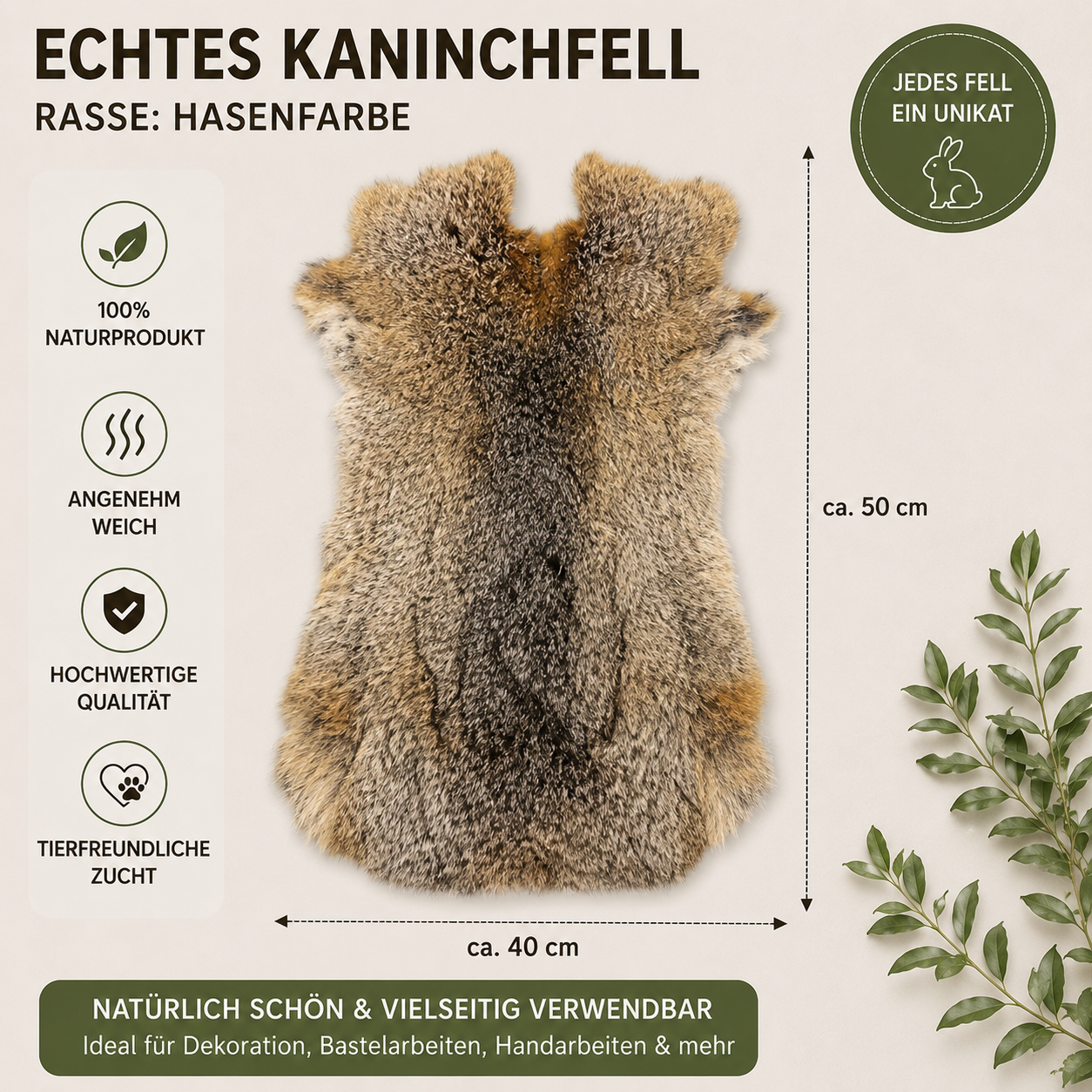 Große Kaninchen Echte Rasse Kaninchenfelle | Alaska • Holländer • Burgunder | ca. 50x40 cm