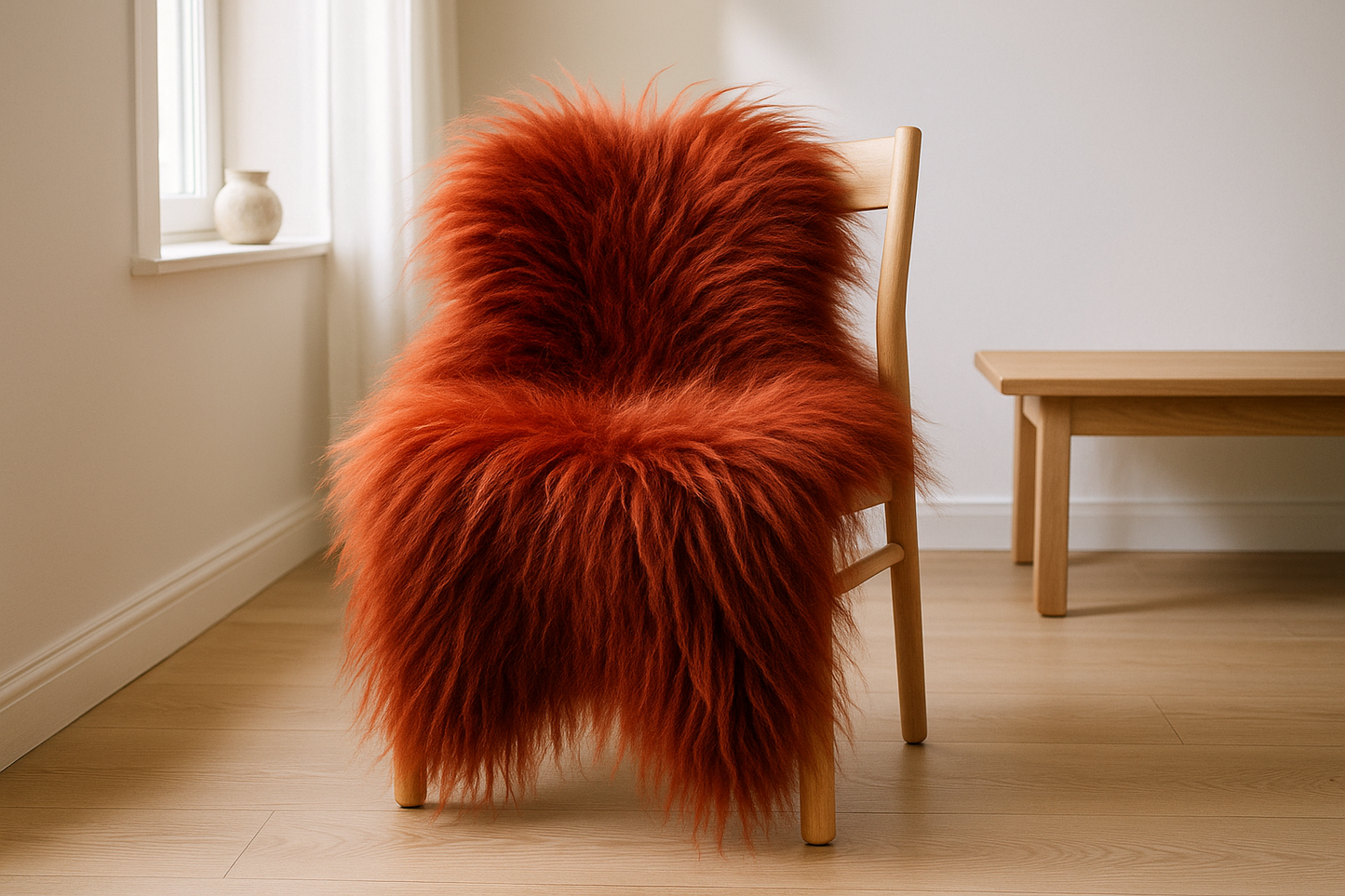 Colorful sheepskin | Red | Genuine lambskin | Rug decoration | 120cm | Seat cushion